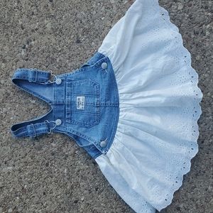 Osh Kosh B'Gosh White Eyelet Overall Dress 2T Toddler